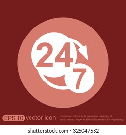 24 7 icon. open 24 hours a day and 7 days a week icons