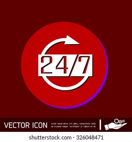 24 7 icon. open 24 hours a day and 7 days a week icons