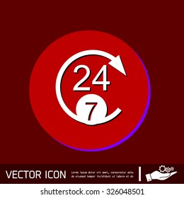 24 7 icon. open 24 hours a day and 7 days a week icons