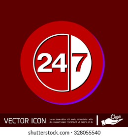 24 7 icon. open 24 hours a day and 7 days a week icons