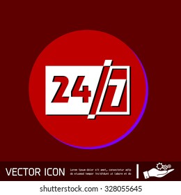 24 7 icon. open 24 hours a day and 7 days a week icons