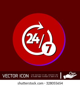 24 7 icon. open 24 hours a day and 7 days a week icons