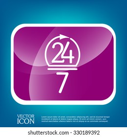 24 7 icon. open 24 hours a day and 7 days a week icons