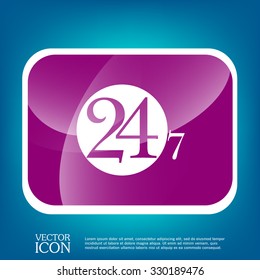 24 7 icon. open 24 hours a day and 7 days a week icons