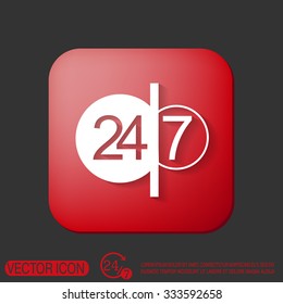 24 7 icon. open 24 hours a day and 7 days a week icons