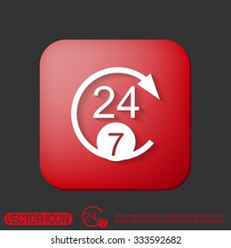 24 7 icon. open 24 hours a day and 7 days a week icons