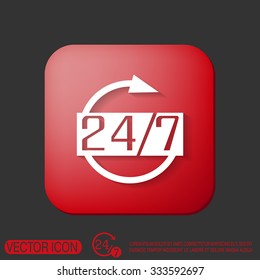 24 7 icon. open 24 hours a day and 7 days a week icons