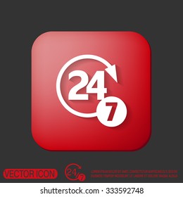 24 7 icon. open 24 hours a day and 7 days a week icons