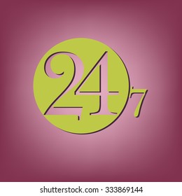 24 7 icon. open 24 hours a day and 7 days a week icons