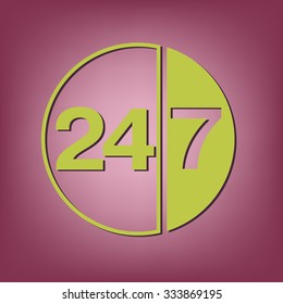 24 7 icon. open 24 hours a day and 7 days a week icons