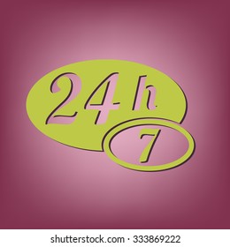 24 7 icon. open 24 hours a day and 7 days a week icons