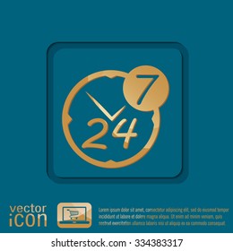 24 7 icon. open 24 hours a day and 7 days a week icons