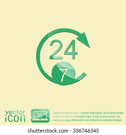 24 7 icon. open 24 hours a day and 7 days a week icons