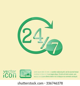 24 7 icon. open 24 hours a day and 7 days a week icons