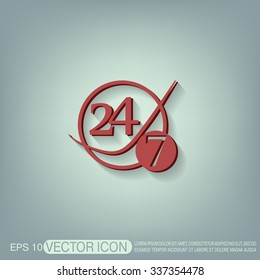 24 7 icon. open 24 hours a day and 7 days a week icons