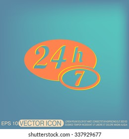 24 7 icon. open 24 hours a day and 7 days a week icons
