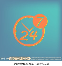 24 7 icon. open 24 hours a day and 7 days a week icons