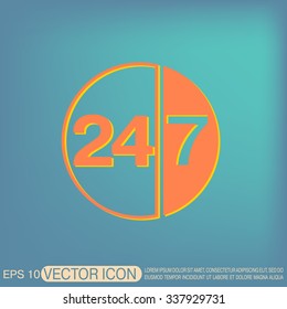 24 7 icon. open 24 hours a day and 7 days a week icons
