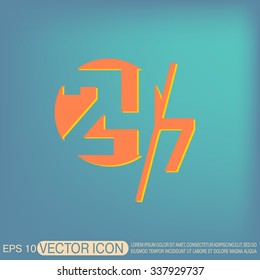 24 7 icon. open 24 hours a day and 7 days a week icons