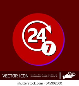 24 7 icon. open 24 hours a day and 7 days a week icons