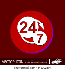 24 7 icon. open 24 hours a day and 7 days a week icons