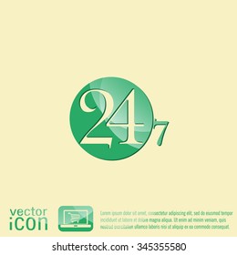24 7 icon. open 24 hours a day and 7 days a week icons
