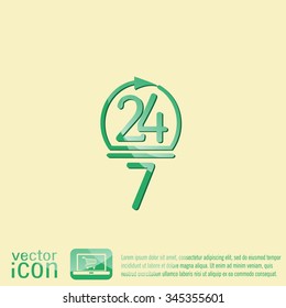 24 7 icon. open 24 hours a day and 7 days a week icons
