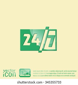 24 7 icon. open 24 hours a day and 7 days a week icons