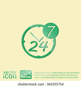 24 7 icon. open 24 hours a day and 7 days a week icons 24/7