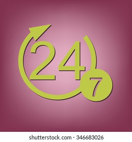 24 7 icon. open 24 hours a day and 7 days a week icons