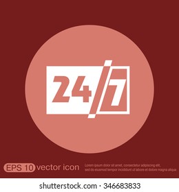 24 7 icon. open 24 hours a day and 7 days a week icons