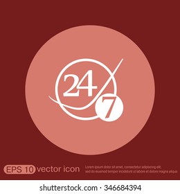 24 7 icon. open 24 hours a day and 7 days a week icons