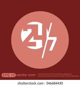 24 7 icon. open 24 hours a day and 7 days a week icons