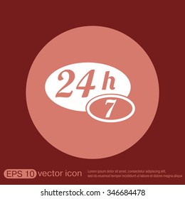 24 7 icon. open 24 hours a day and 7 days a week icons