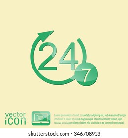 24 7 icon. open 24 hours a day and 7 days a week icons