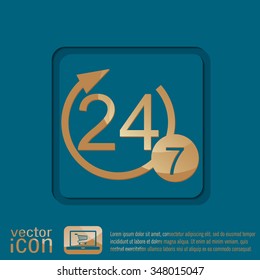 24 7 icon. open 24 hours a day and 7 days a week icons
