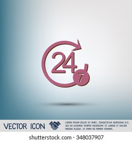 24 7 icon. open 24 hours a day and 7 days a week icons
