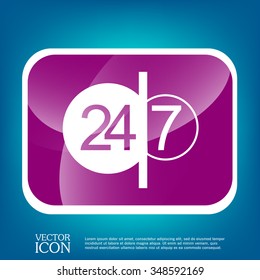 24 7 icon. open 24 hours a day and 7 days a week icons