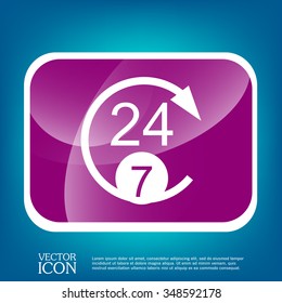24 7 icon. open 24 hours a day and 7 days a week icons