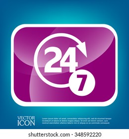 24 7 icon. open 24 hours a day and 7 days a week icons