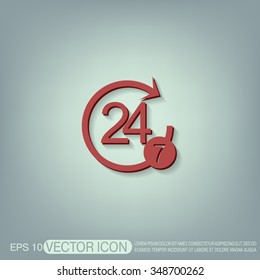 24 7 icon. open 24 hours a day and 7 days a week icons