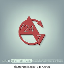 24 7 icon. open 24 hours a day and 7 days a week icons