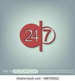 24 7 icon. open 24 hours a day and 7 days a week icons 24/7