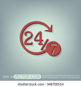 24 7 icon. open 24 hours a day and 7 days a week icons