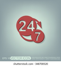 24 7 icon. open 24 hours a day and 7 days a week icons