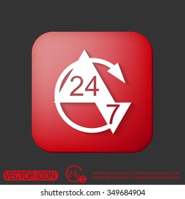24 7 icon. open 24 hours a day and 7 days a week icons