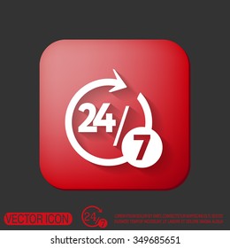 24 7 icon. open 24 hours a day and 7 days a week icons