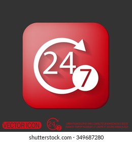 24 7 icon. open 24 hours a day and 7 days a week icons
