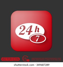 24 7 icon. open 24 hours a day and 7 days a week icons