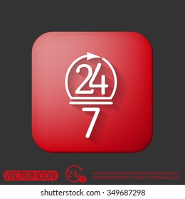 24 7 icon. open 24 hours a day and 7 days a week icons